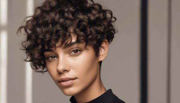 Un look tendance en coupe césar pour cheveux frisés